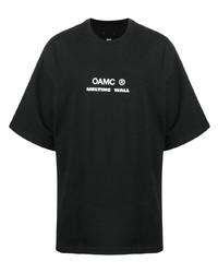 T-shirt à col rond imprimé noir et blanc Oamc