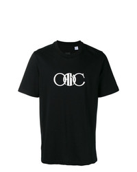 T-shirt à col rond imprimé noir et blanc Oamc