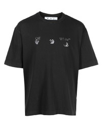 T-shirt à col rond imprimé noir et blanc Off-White