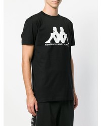 T-shirt à col rond imprimé noir et blanc Kappa Kontroll