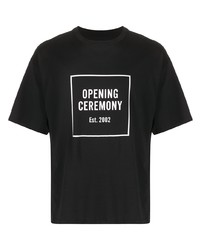 T-shirt à col rond imprimé noir et blanc Opening Ceremony
