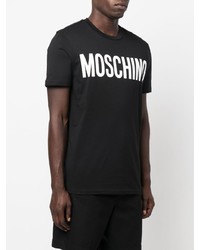 T-shirt à col rond imprimé noir et blanc Moschino