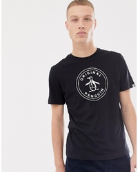 T-shirt à col rond imprimé noir et blanc Original Penguin