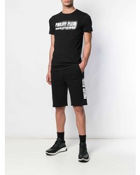 T-shirt à col rond imprimé noir et blanc Philipp Plein