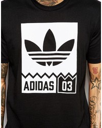 T-shirt à col rond imprimé noir et blanc adidas