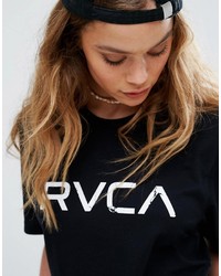 T-shirt à col rond imprimé noir et blanc RVCA