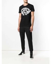 T-shirt à col rond imprimé noir et blanc Versace Jeans