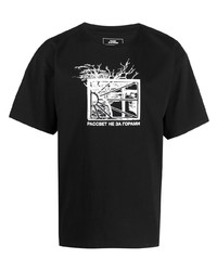 T-shirt à col rond imprimé noir et blanc PACCBET