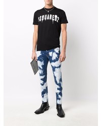 T-shirt à col rond imprimé noir et blanc DSQUARED2