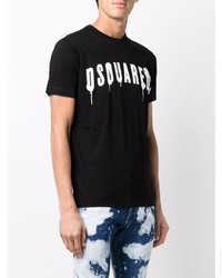 T-shirt à col rond imprimé noir et blanc DSQUARED2