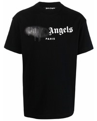 T-shirt à col rond imprimé noir et blanc Palm Angels