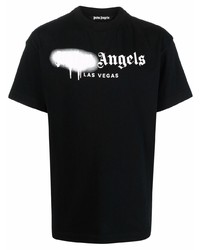 T-shirt à col rond imprimé noir et blanc Palm Angels