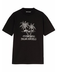 T-shirt à col rond imprimé noir et blanc Palm Angels