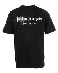 T-shirt à col rond imprimé noir et blanc Palm Angels