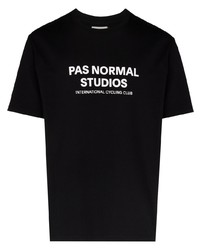 T-shirt à col rond imprimé noir et blanc Pas Normal Studios