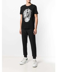 T-shirt à col rond imprimé noir et blanc Alexander McQueen