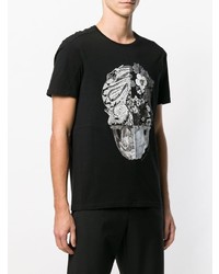 T-shirt à col rond imprimé noir et blanc Alexander McQueen