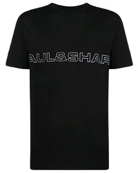 T-shirt à col rond imprimé noir et blanc Paul & Shark