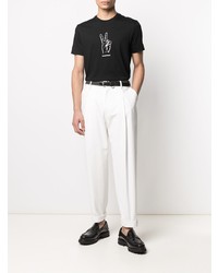 T-shirt à col rond imprimé noir et blanc Emporio Armani