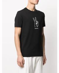 T-shirt à col rond imprimé noir et blanc Emporio Armani