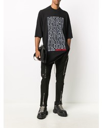 T-shirt à col rond imprimé noir et blanc Rick Owens DRKSHDW