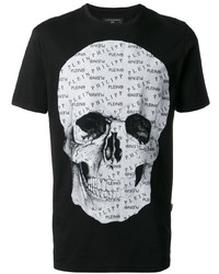 T-shirt à col rond imprimé noir et blanc Philipp Plein