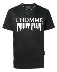 T-shirt à col rond imprimé noir et blanc Philipp Plein