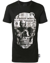 T-shirt à col rond imprimé noir et blanc Philipp Plein