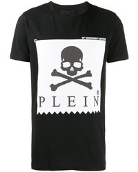 T-shirt à col rond imprimé noir et blanc Philipp Plein