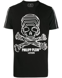 T-shirt à col rond imprimé noir et blanc Philipp Plein