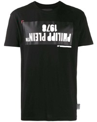 T-shirt à col rond imprimé noir et blanc Philipp Plein