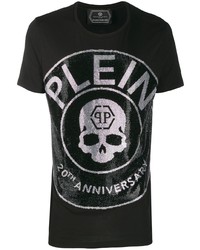 T-shirt à col rond imprimé noir et blanc Philipp Plein