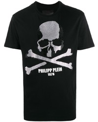 T-shirt à col rond imprimé noir et blanc Philipp Plein