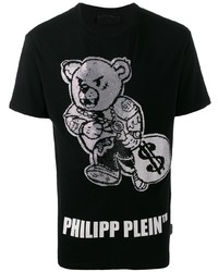 T-shirt à col rond imprimé noir et blanc Philipp Plein