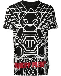 T-shirt à col rond imprimé noir et blanc Philipp Plein