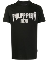 T-shirt à col rond imprimé noir et blanc Philipp Plein