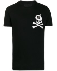 T-shirt à col rond imprimé noir et blanc Philipp Plein