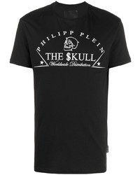 T-shirt à col rond imprimé noir et blanc Philipp Plein