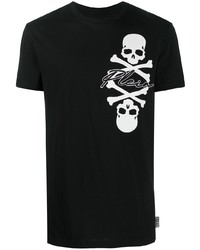 T-shirt à col rond imprimé noir et blanc Philipp Plein