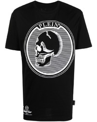 T-shirt à col rond imprimé noir et blanc Philipp Plein