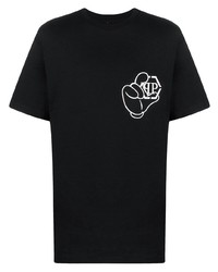 T-shirt à col rond imprimé noir et blanc Philipp Plein