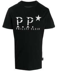 T-shirt à col rond imprimé noir et blanc Philipp Plein