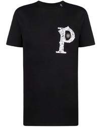 T-shirt à col rond imprimé noir et blanc Philipp Plein