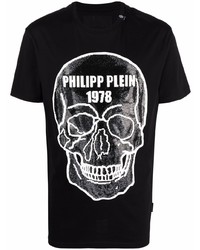 T-shirt à col rond imprimé noir et blanc Philipp Plein