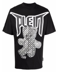 T-shirt à col rond imprimé noir et blanc Philipp Plein