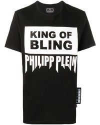 T-shirt à col rond imprimé noir et blanc Philipp Plein