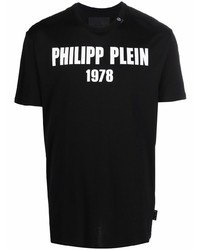 T-shirt à col rond imprimé noir et blanc Philipp Plein