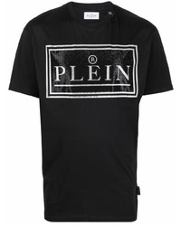 T-shirt à col rond imprimé noir et blanc Philipp Plein