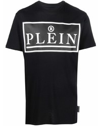 T-shirt à col rond imprimé noir et blanc Philipp Plein