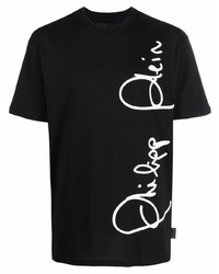 T-shirt à col rond imprimé noir et blanc Philipp Plein